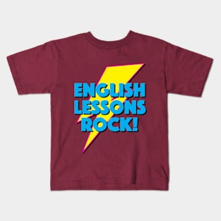 ENGLISH LESSONS ROCK! LIGHTNING LOGO SLOGAN FOR TEACHERS, LECTURERS ETC. Kids T-Shirt